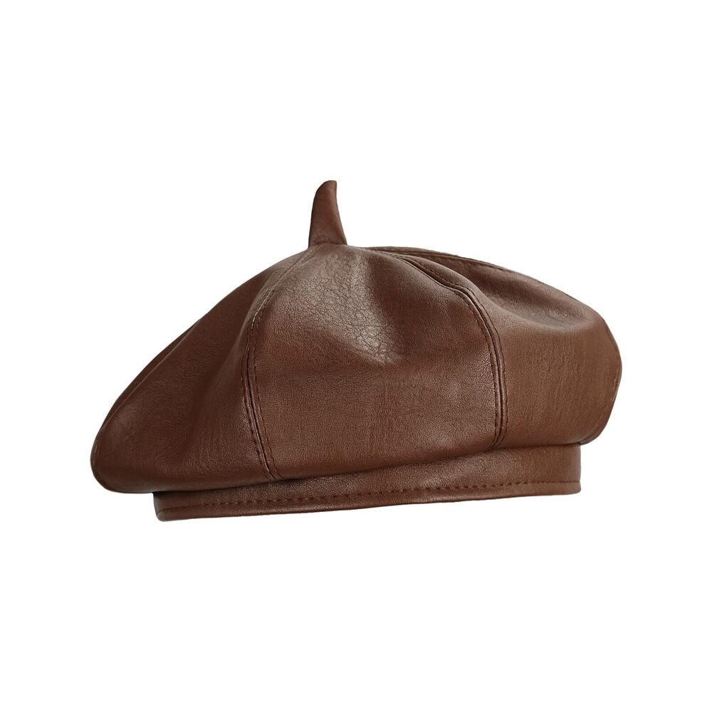 1796 Pu Leather Artist Beret Hat For Women Inner Sweatband With Size
